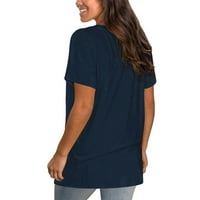 Labava Casual bluza ženski Casual Comfort V-izrez jednobojni džep labavi kratki rukav košulja Dugi rukav
