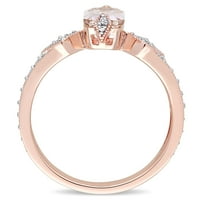 Miabella ženski karatni osmougaoni Morganit karatni dijamant 10kt zaručnički prsten od ružičastog zlata