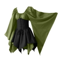 Besolor ženska Gotička Srednjovekovna renesansna haljina Vintage Flare Dugi rukav haljine kratke haljine kostimi sa korzetom