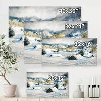 Zima u planinskom selu Painting Canvas Art Print