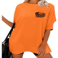 Ležerni labavi ljetni topovi za žene kratke rukave bluza sa grlom majica Tee narandžasta a L