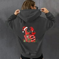 Rollbacks žene modni Casual Duks leđa Božić ljubav Print preveliki grafički Dugi rukav pulover džep sa