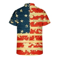 Dianli trendi Oversize vrhovi američke zastave za muške kratke rukave dugme za rever Dan nezavisnosti štampanje pulover Tee bluza žuta XL
