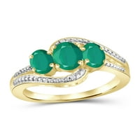 JewelersClub Smaragdni prsten Birtystone Nakit - 1. Smaragd 14K pozlaćeni Srebrni prsten nakit sa bijelim dijamantnim naglaskom - Greveni prstenovi sa hipoalergenom 14K pozlaćeni srebrni bend