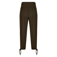 Capri pantalone za žene sa džepovima Visoko strukne splitske komore s kratkim hlačama Atletski joga Capris