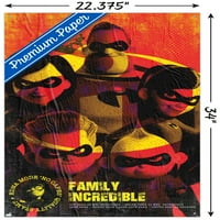 Disney Pixar Incredibles - Obiteljski nevjerovatni zidni poster sa pushpinsom, 22.375 34