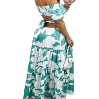 Colisha Dame Long Haljine kratki rukav Maxi haljine cvjetni print ljeto plaža sandress kaftan odmor s ramena Swing-haljina plavi xl