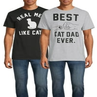 Dan očeva muška i velika Muška mačka Tata kratki rukavi grafičke majice, pakovanje, smiješne mačje majice