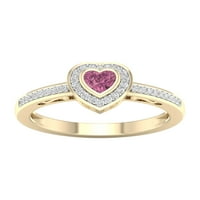 Imperial dragi kamen 10k žuto zlato srce rez roze turmalin CT TW dijamant Halo ženski prsten
