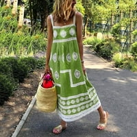 Žene Ležerne ljetne haljine Spaghetti remen bez rukava bez rukava Print Boho Beach Dug haljina