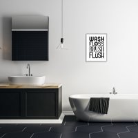 Stupell Industries uslovi kupatila Wash Floss Brush Flush minimalni tekst, 20, dizajn Stephanie Workman