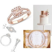 Miabella ženska karat t.g.w. Morgatit i karat t.w. Diamond 14kt Rose Gold Halo Split Rink zaručnički prsten
