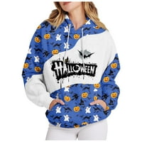Podplag ženske casual dukseve pulover vrhove crtežnica dugih rukava Halloween Print Dukseri Slaba odjeću sa džepom