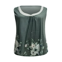 Niuer Ladies T Shirts Floral Print Tank Tops Crew Neck Summer Top Sexy pulover bluza bez rukava zelena