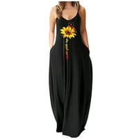 Advoicd Fringe haljina Žene Žene kratke dugih rukava Lour Long Maxi Ležerne haljine Crni XXL