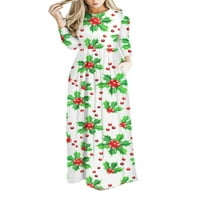 Glookwis Women Crew Crt Maxi haljine labave duge haljine casual bagergy božićni ljuljački stil a s