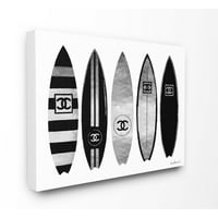 Stupell Industries modni dizajner daske za surfanje crne srebrne akvarelne platnene zidne umjetnosti Amande Greenwood