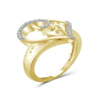 Otvoreni prsten sa originalnim naglaskom od bijelog dijamantskog srca u Sterling srebru