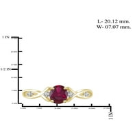 JewelersClub Ruby Ring RođenDane Jewelry-1. Carat Ruby 14K pozlaćeni nakit srebrni prsten sa bijelim dijamantnim