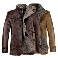 HoWD Men Coat jednobojna plišana Fau kožna poslovna zimska jakna za svakodnevno nošenje