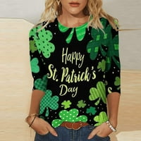 Seksi St Patricks dan odjeće za žene jesen Tops Holiday Tops modni Print labave majica srednje dužine