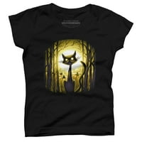 Derpy Halloween Cat u bundevu zakrpa za patch Girls Black Graphic Tee - Dizajn ljudi XL