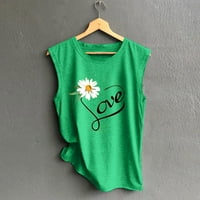 Pxiakgy tank top za žene majice sa štampom bez rukava Tops Vest ženska bluza vrat okrugli Tee Tank Casual Top Shirt ženska bluza zelena+XL