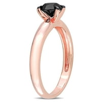 Carat T. W. Crni Dijamant 14kt ružičasto zlato Crni Rodijumski pasijans zaručnički prsten