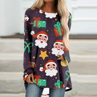 Ženski povremeni božićni print labavi pulover na dugim rukavima