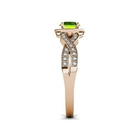 Peridot i dijamant Swirl Halo verenički prsten 1. ct TW od 14k ružičastog zlata.veličina 6.0