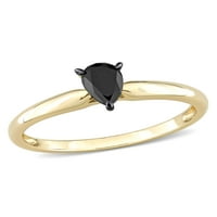Carat T. W. Crni Dijamant 14kt žuto zlato suza Crni Rodijumski pasijans zaručnički prsten