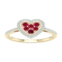Imperial Gemstone 10k žuto zlato okruglo Ruby Composite CT TW Diamond Halo ženski prsten