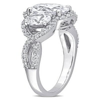 2-Carat T. G. W. stvorio bijeli safir i karat T. W. Diamond 10kt zaručnički prsten od bijelog zlata trilogije