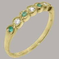 Britanski napravljen od čvrstog 9k žutog zlata kubni cirkonij i prirodni smaragdni ženski prsten za godišnjicu-Opcije veličine-veličina 10.25
