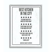 Stupell Industries kuhinjska blagovaonica s pet zvjezdica smiješna riječ crno-bijeli dizajn platnena zidna