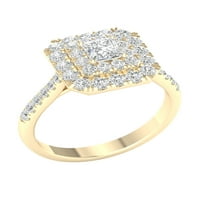 Imperial CT TDW Princess Diamond Double Halo Angažman prsten u 10k žuto zlato