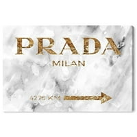 Wynwood Studio modni i Glam zidni umjetnički platneni otisci putnih znakova 'Milano Zlato' - Zlato, siva