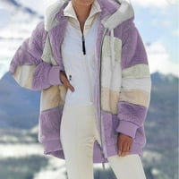 Zimski kaput za žene ženske zimske kapuljače labave duge rukave plišani kaput sa patentnim zatvaračem