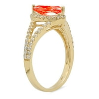 1.2 ct Markiza izrezana Crvena simulirani dijamant 18k gravura od žutog zlata Izjava o gravuri za godišnjicu vjenčanja vjenčani oreol prsten veličine 8.5