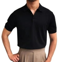 KPOPLK polo majice za muškarce mišićne polo majice za muškarce kratki rukav strije Tanak fit plete casual