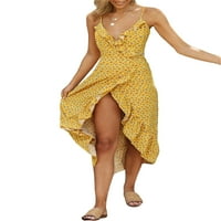 SprifAllBaby Žene duge haljine Ležerne prilike Cvjetni print Ruffles V-izrez bez rukava bez rukava