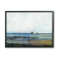 Stupell Sažetak obala na plaži Nautički krajolik Sažetak Slikarstvo Crna uokvirena Art Print Wall Art