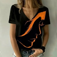 Majice za žene trendi Plus Size modni ljetni V-izrez kratki rukav Print Casual majica bluza narandžasta