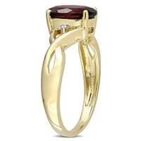 Miabella ženska karat t.g.w. Ovalni granat i 0. Carat Diamond 10kt žuto zlato uvidni prsten