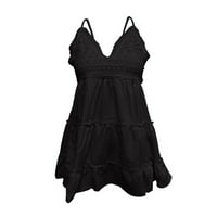 Tking Fashion Ženske haljine haljina čipkasti suspender šivanje bezbednosne seksi haljine za suspenziju crne l