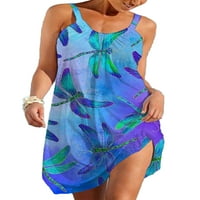 Grianlook ženske ljetne plaže sarafan Crew vrat kratke haljine bez rukava boemska Mini haljina 3D Print