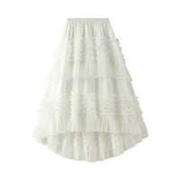 Huaai suknje za žene Modni svi meč MESH duga suknja slojevita teška industrija Torta suknja Nepravilna tanka suknja Maxi suknja Bijela jedna veličina