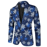 Yubnlvae odijela za muškarce Muška Moda Casual Božićno printano odijelo sako hlače odijelo Set od dva plava