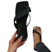 Ženske cipele Ženske modne čvrste boje velike veličine ravne ribe sandale i papuče od crne boje 9