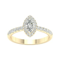 Imperial Ct TDW Marquise dijamantski Halo zaručnički prsten od 10k žutog zlata